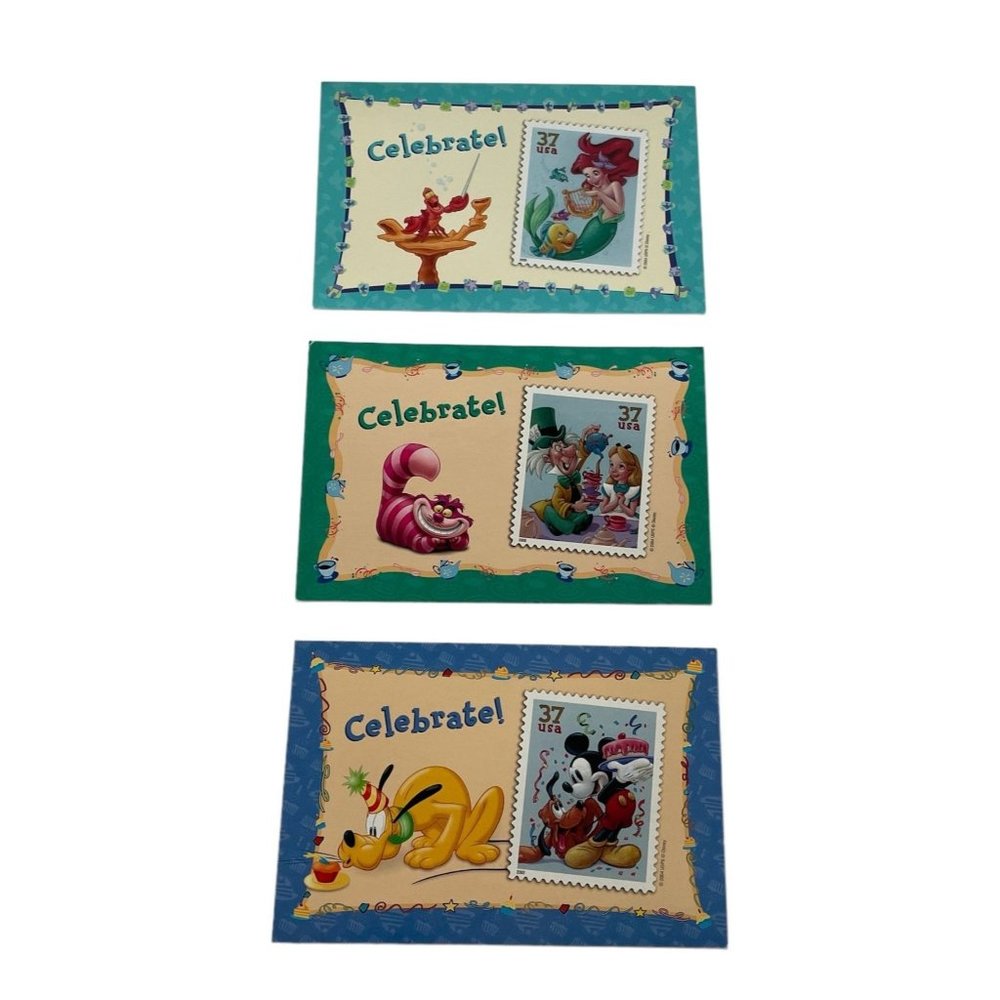 USPS The Art Of Disney Celebration Mickey Mouse Little Mermaid Alice Postcards 3